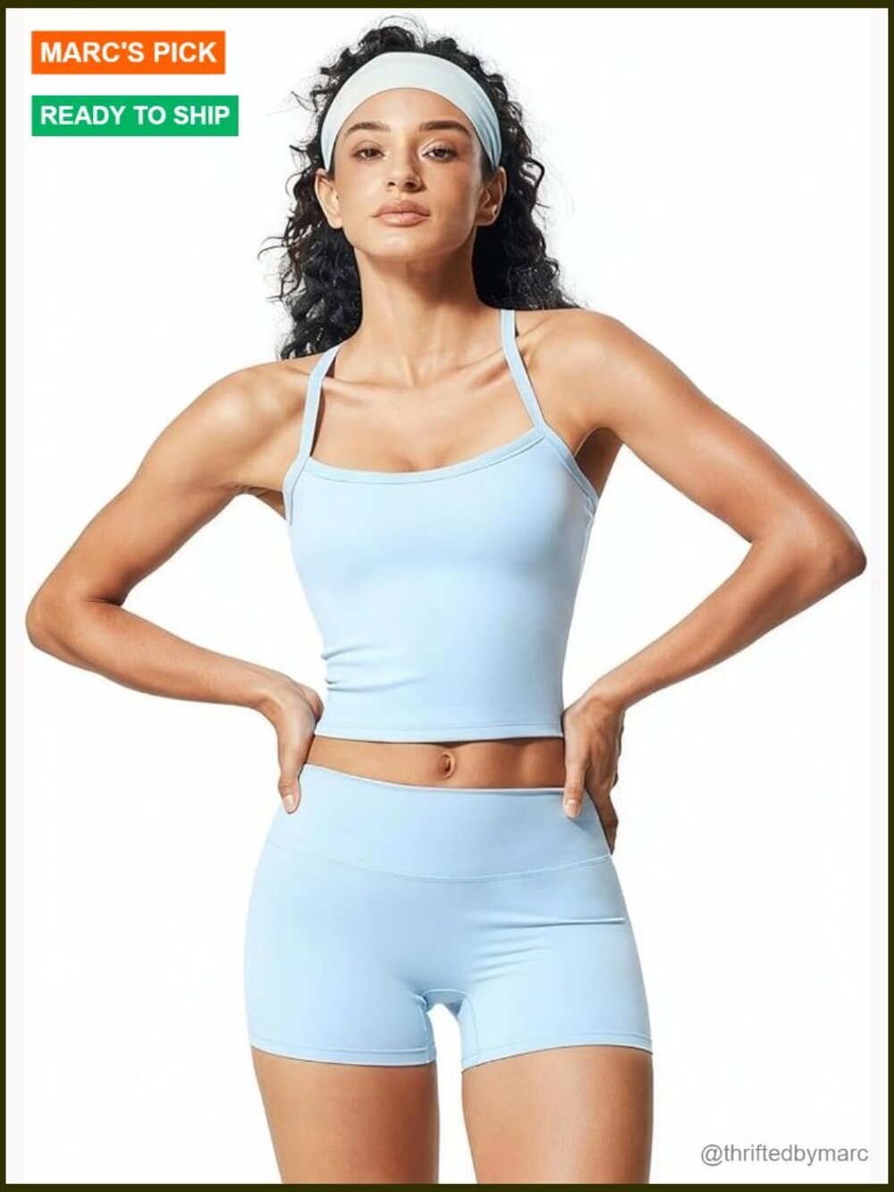 Padded Sports Bra Tank High Waist Shorts Workout Set 2 Piece Active Wear with